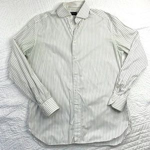 Ermenegildo Zegna Button Front Gingham Check Purple Long Sleeve Shirt size 43/17